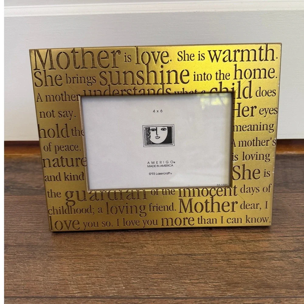 Mother Poem 4x6‎ Picture Frame Lasercraft Amerigo Gold 1993